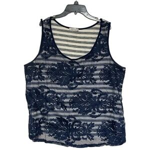 3/$25 Revolution by Rickis Womens Tank Lace overlay Scoop Neck Relaxed Size XXL